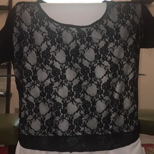 EXPRESS Sheer Black Lace top